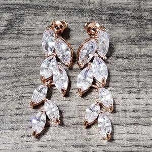 Elegant Rose Gold Crystal Drop Earrings